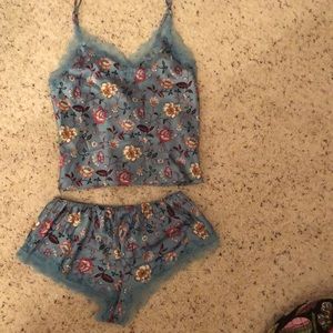 Victoria’s Secret blue floral satin pajama set